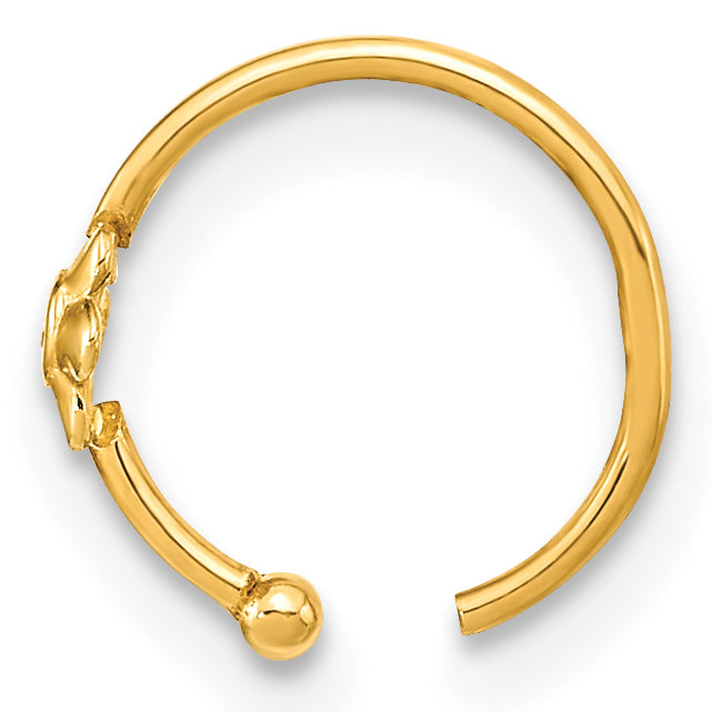 14K 18 Gauge Hoop with CZ Nose Ring Body Jewelry