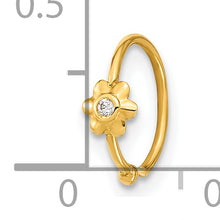 Load image into Gallery viewer, 14K 18 Gauge Hoop with CZ Nose Ring Body Jewelry
