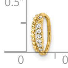 Load image into Gallery viewer, 14k 18 Gauge Double Row Beaded &amp; CZ Nose Ring / Ear Cuff
