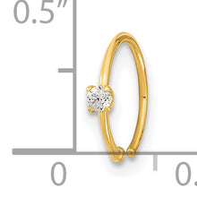 Load image into Gallery viewer, 14K 20 Gauge CZ Hoop Nose Ring Body Jewelry

