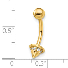 Load image into Gallery viewer, 14k 14 gauge CZ Cone Belly Ring
