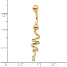 Load image into Gallery viewer, 14k 14 Gauge CZ Twisted Belly Ring
