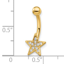 Load image into Gallery viewer, 14k 14 Gauge Polished CZ Star Belly Ring
