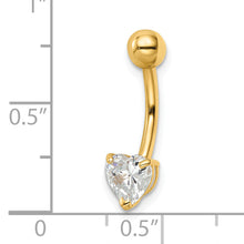 Load image into Gallery viewer, 14k 14 Gauge Heart Shaped CZ Belly Ring
