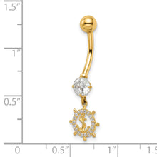 Load image into Gallery viewer, 14k 14 Gauge CZ Anchor &amp; Ships Wheel Belly Ring
