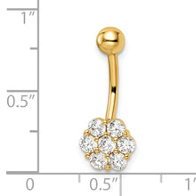 Load image into Gallery viewer, 14k 14 Gauge CZ Flower Belly Ring
