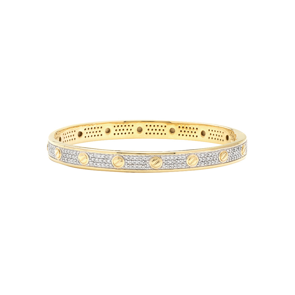 10KY 1.45CTW ROUND DIAMOND DESIGNER BANGLE