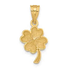 Load image into Gallery viewer, 14k Brushed Satin Diamond-cut Four Leaf Clover Charm

