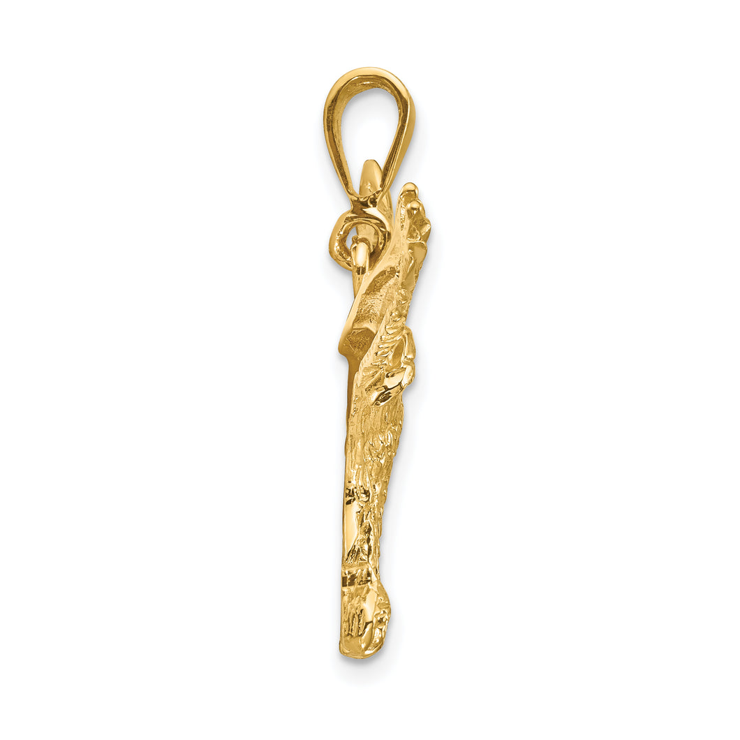 14k Solid Polished Eagle Pendant