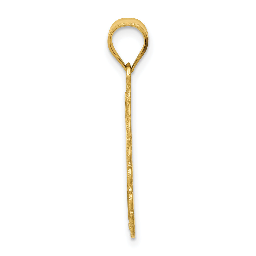 14k Solid Satin Polished Gemini Zodiac Oval Pendant