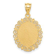 Load image into Gallery viewer, 14k Solid Satin Polished Aquarius Zodiac Oval Pendant
