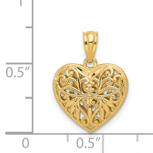 Load image into Gallery viewer, 14K Two-tone Polished Diamond-cut Reversible Heart Pendant
