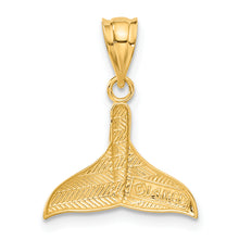Load image into Gallery viewer, 14k Solid Polished Open-Backed Whale Tail Pendant
