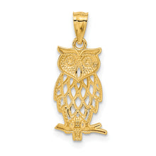 Load image into Gallery viewer, 14k w/ Rhodium Owl Pendant
