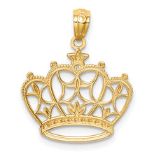 Load image into Gallery viewer, 14K White Rhodium D/C Filigree Crown Pendant
