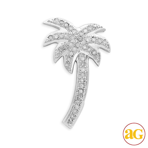 10KW 0.25CTW DIAMOND PALM TREE PENDANT