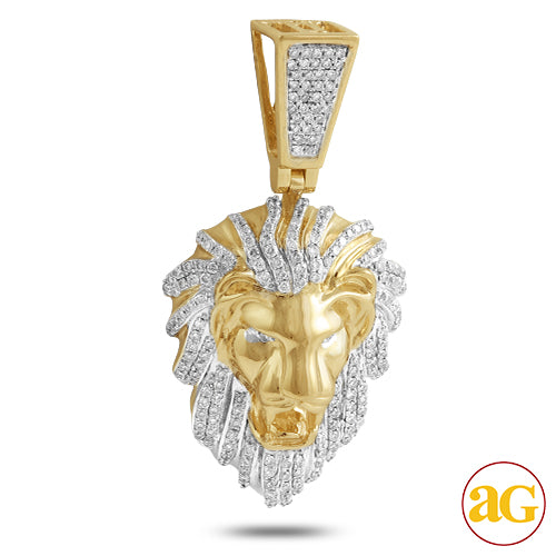 10KY 1.15CTW DIAMOND LION HEAD PENDANT