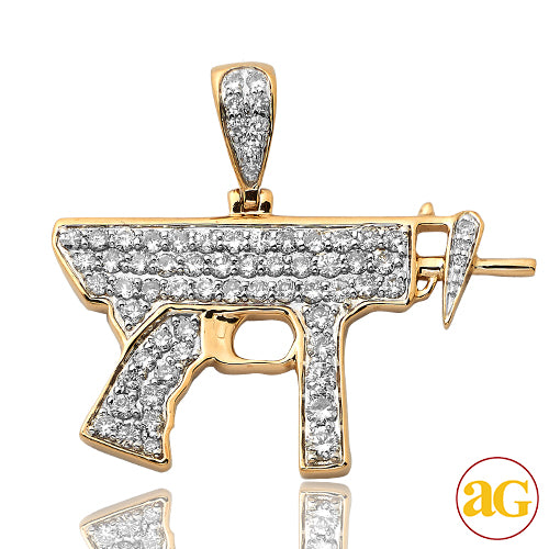 10KY 1.50CTW DIAMOND 'UZI' GUN PENDANT