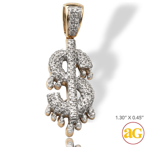 10KY 0.50CTW DRIPPING DIAMOND $ DOLLAR SIGN PENDAN