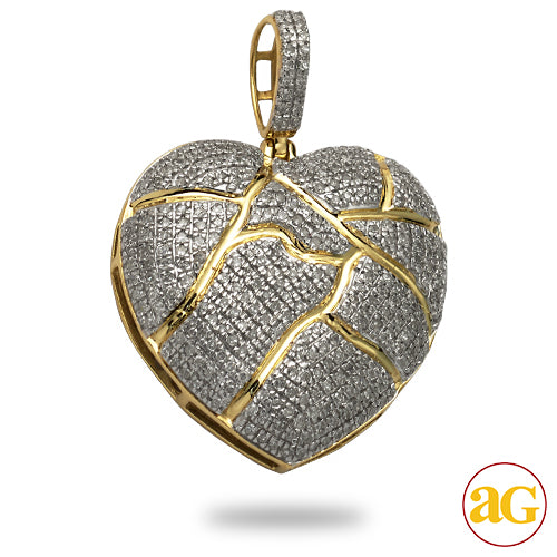 10KY 1.00CTW DIAMOND BROKEN HEART PENDANT