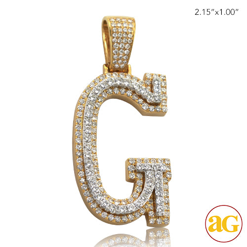 10KY+W 3.60CTW DIAMOND TWO TONE INITIAL PENDANT