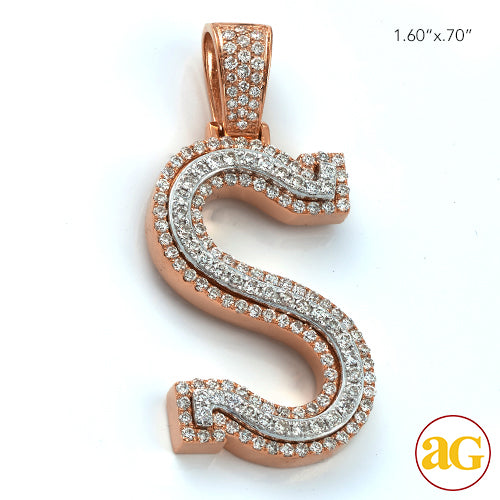 10KR+W 1.50CTW DIAMOND TWO TONE INITIAL PENDANT