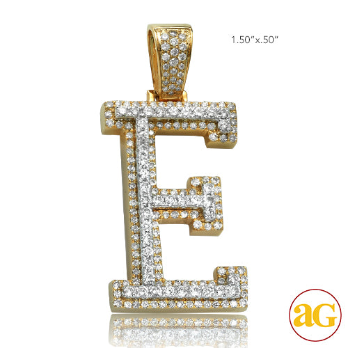 10KY+W 1.60CTW DIAMOND TWO TONE INITIAL PENDANT