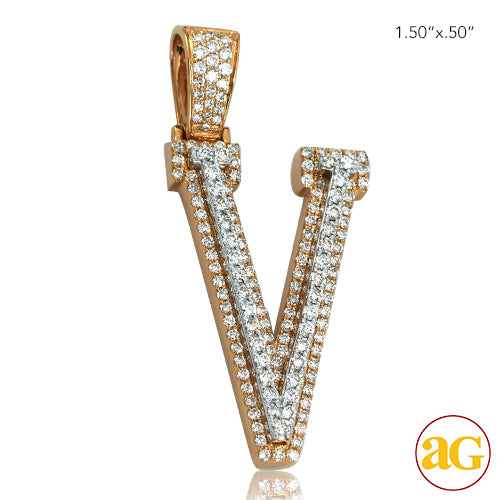 10KY+W 1.25CTW DIAMOND TWO TONE INITIAL PENDANT