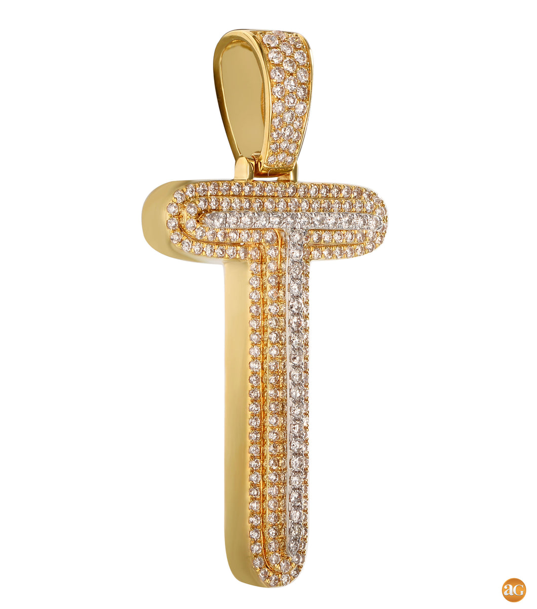 10KY+W 3.15CTW DIAMOND BUBBLE INITIAL 3-D PENDANT