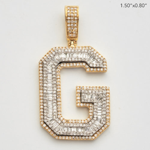 10KY 1.15CT BAGUETTE DIAMOND INITIAL PENDANT