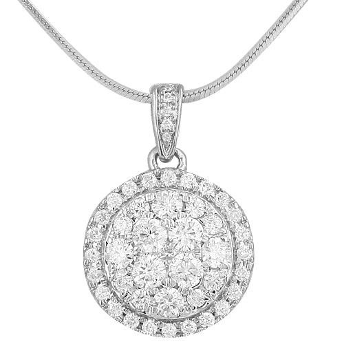 14KW 1.00CTW DIAMOND CLUSTER PENDANT