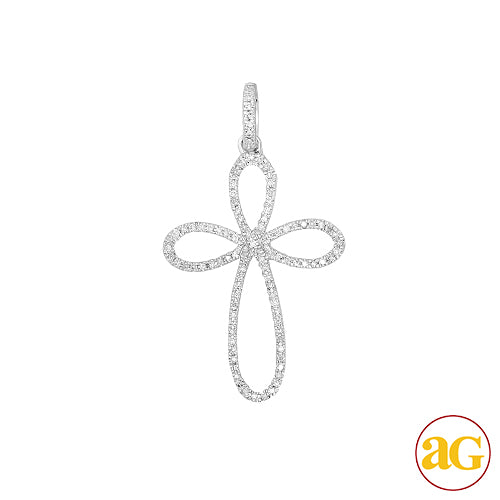 14KW 0.25CTW DIAMOND CROSS PENDANT