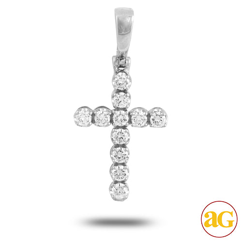 14KW 1.35CTW 11-STONE DIAMOND CROSS