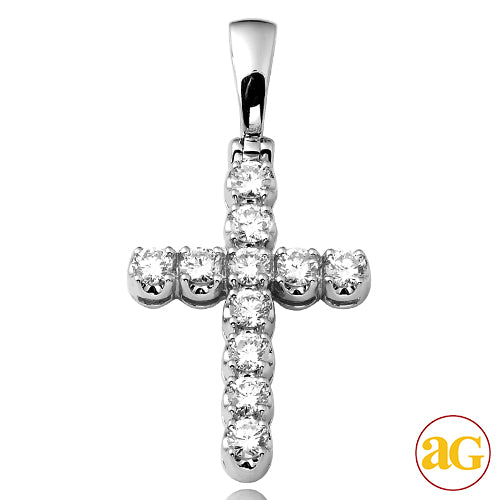 14KW 1.65CTW 11-STONE DIAMOND CROSS