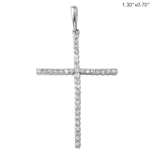 14KW 0.25CTW DIAMOND THIN CROSS PENDANT