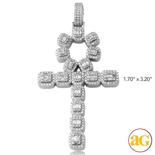 14KW 5.10CTW BAGUETTE DIAMOND ANKH CROSS PENDANT