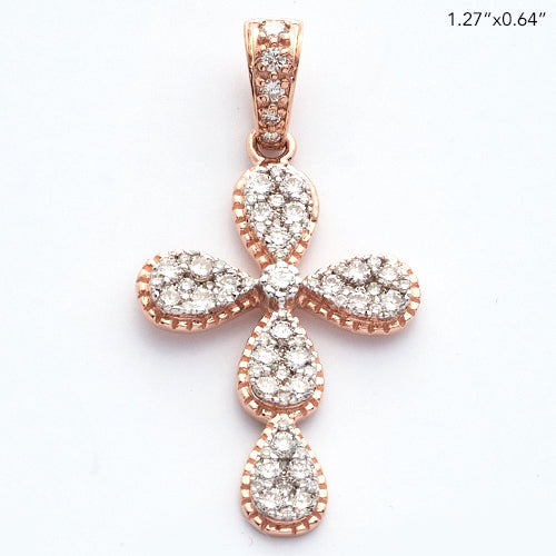 14KR 0.65CTW DIAMOND PEAR CLUSTER CROSS WITH