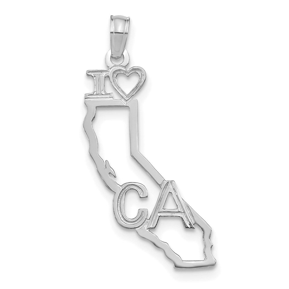 14K White Gold Solid California State Pendant