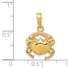 Load image into Gallery viewer, 14k Solid Polished Open-Backed Crab Pendant
