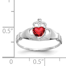 Load image into Gallery viewer, 14k White Gold CZ January Birthstone Claddagh Heart Ring
