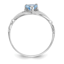 Load image into Gallery viewer, 14k White Gold CZ March Birthstone Claddagh Heart Ring
