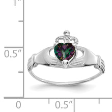 Load image into Gallery viewer, 14k White Gold CZ June Birthstone Claddagh Heart Ring
