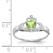 Load image into Gallery viewer, 14k White Gold CZ August Birthstone Claddagh Heart Ring
