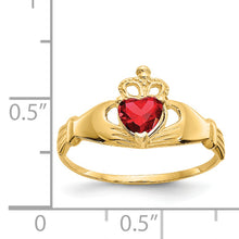 Load image into Gallery viewer, 14k CZ January Birthstone Claddagh Heart Ring
