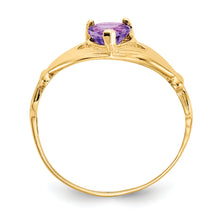 Load image into Gallery viewer, 14k CZ February Birthstone Claddagh Heart Ring
