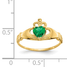 Load image into Gallery viewer, 14k CZ May Birthstone Claddagh Heart Ring
