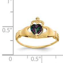 Load image into Gallery viewer, 14k CZ June Birthstone Claddagh Heart Ring
