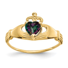 Load image into Gallery viewer, 14k CZ June Birthstone Claddagh Heart Ring
