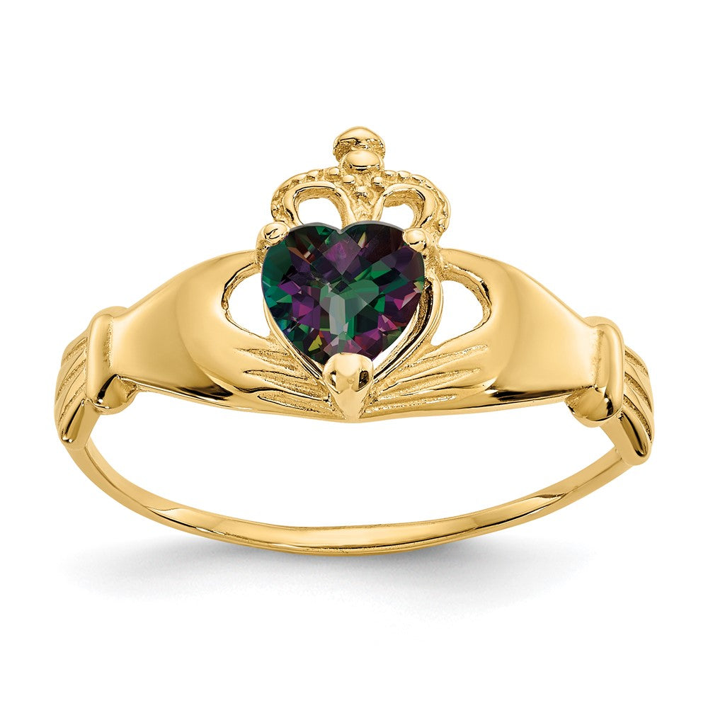 14k CZ June Birthstone Claddagh Heart Ring