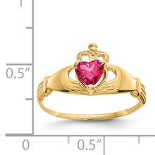 Load image into Gallery viewer, 14k CZ July Birthstone Claddagh Heart Ring
